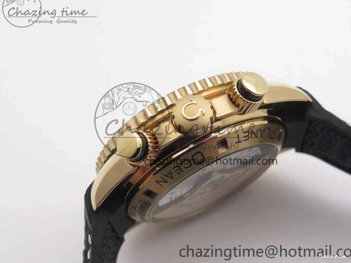 0515 Elegant Seamaster Pro Chrono RG OM Best Edition Black Ceramic Black Dial On Gummy Strap A 8128